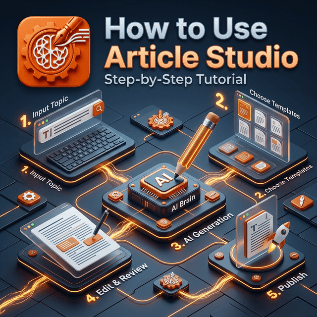 Step-by-step tutorial showing Article Studio workflow